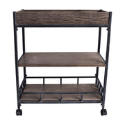 Niles Industrial Kitchen Cart in Industrial Gray and Pine Wood - Furniture City (CA)l