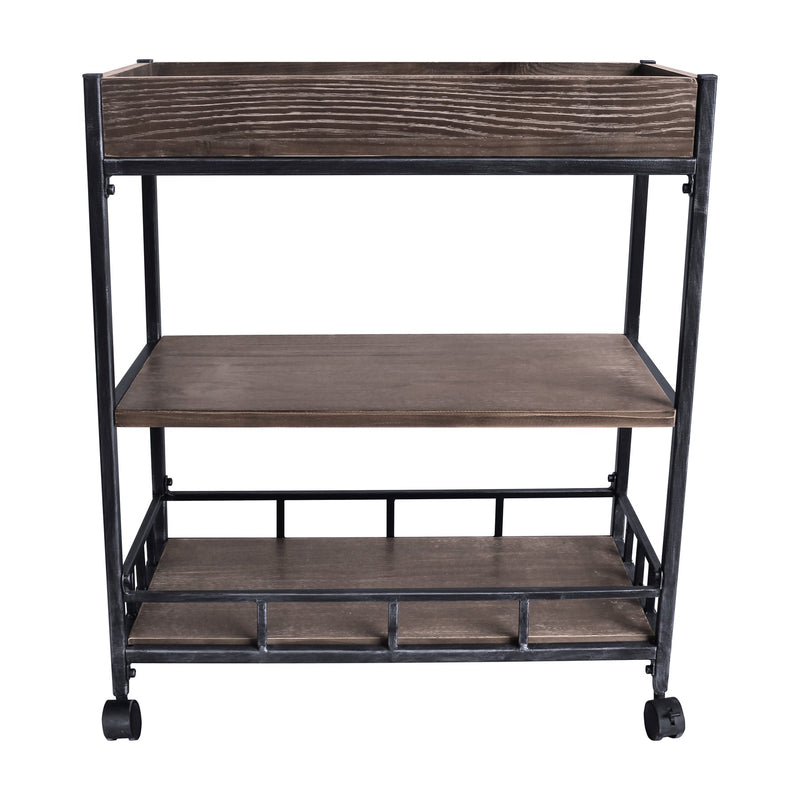 Niles Industrial Kitchen Cart in Industrial Gray and Pine Wood - Furniture City (CA)l