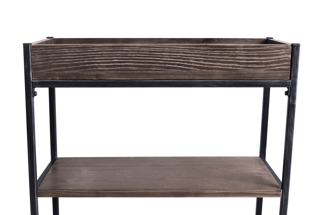 Niles Industrial Kitchen Cart in Industrial Gray and Pine Wood