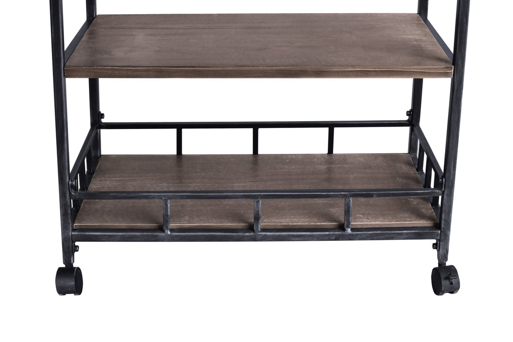 Niles Industrial Kitchen Cart in Industrial Gray and Pine Wood