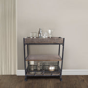 Niles Industrial Kitchen Cart in Industrial Gray and Pine Wood - Furniture City (CA)l