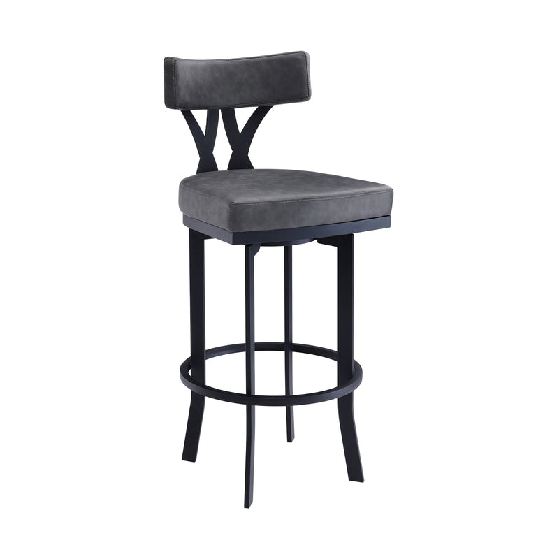 Natalie 26" Counter Height Vintage Gray Faux Leather Upholstery and Black Metal Bar Stool - Furniture City (CA)l
