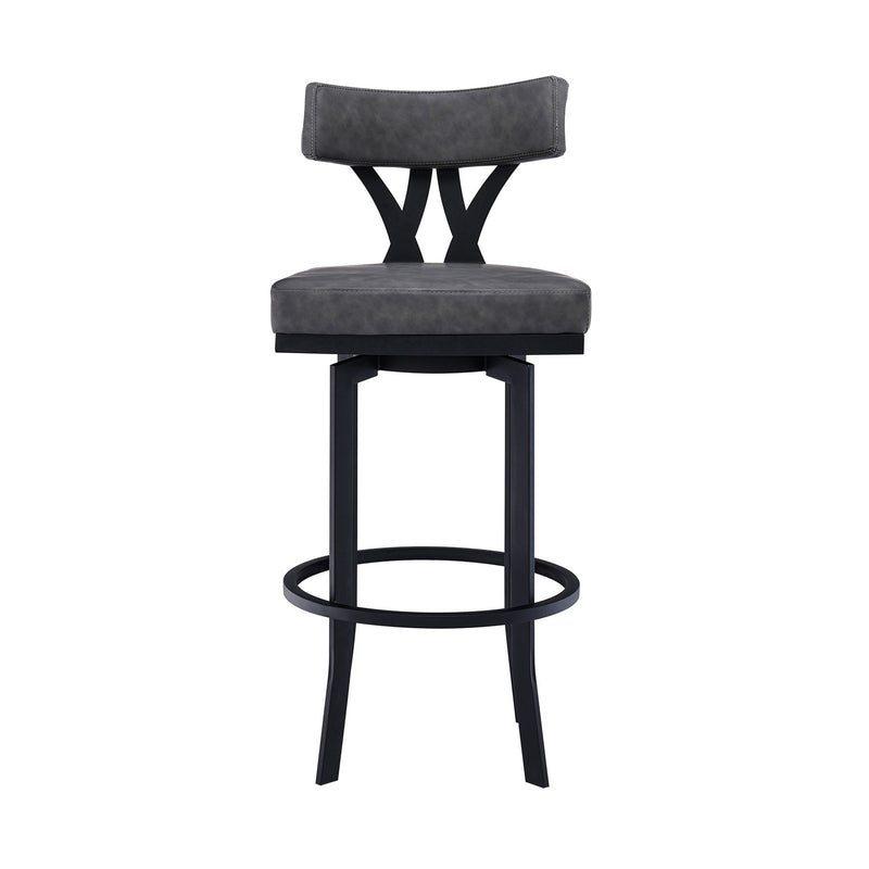 Natalie 26" Counter Height Vintage Gray Faux Leather Upholstery and Black Metal Bar Stool - Furniture City (CA)l