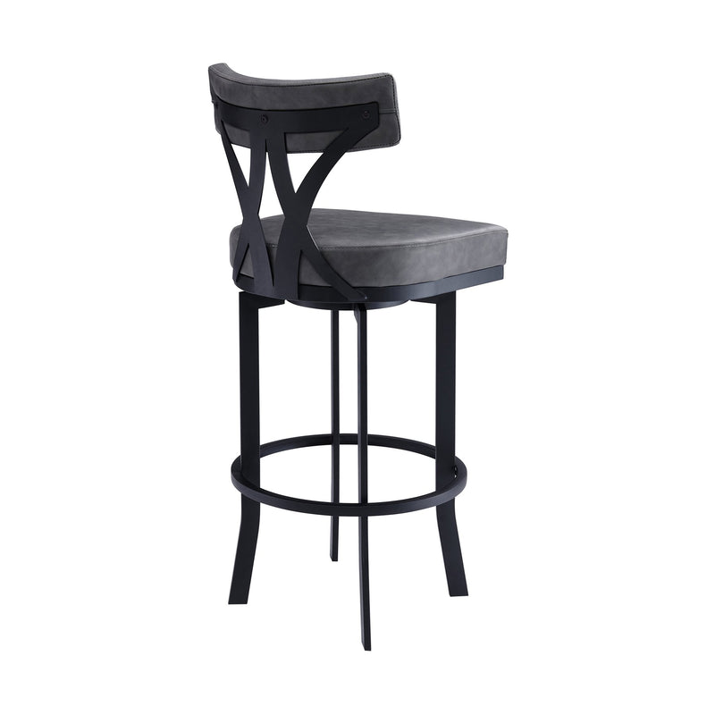 Natalie 26" Counter Height Vintage Gray Faux Leather Upholstery and Black Metal Bar Stool - Furniture City (CA)l