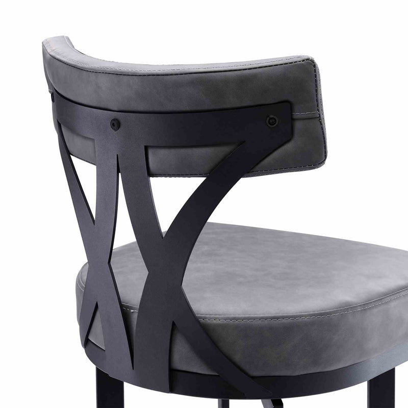 Natalie 26" Counter Height Vintage Gray Faux Leather Upholstery and Black Metal Bar Stool - Furniture City (CA)l