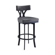 Natalie 30" Bar Height Vintage Gray Faux Leather Upholstery and Black Metal Bar Stool - Furniture City (CA)l