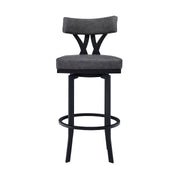 Natalie 30" Bar Height Vintage Gray Faux Leather Upholstery and Black Metal Bar Stool - Furniture City (CA)l