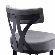 Natalie 30" Bar Height Vintage Gray Faux Leather Upholstery and Black Metal Bar Stool - Furniture City (CA)l