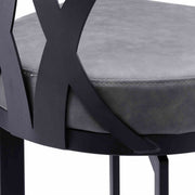 Natalie 30" Bar Height Vintage Gray Faux Leather Upholstery and Black Metal Bar Stool - Furniture City (CA)l