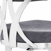 Natalie 30" Bar Height Vintage Gray Faux Leather Upholstery and Brushed Stainless Steel Bar Stool - Furniture City (CA)l