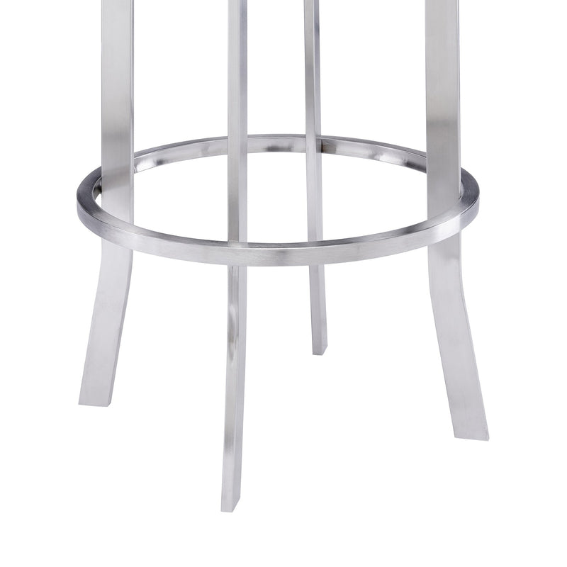 Natalie 30" Bar Height Vintage Gray Faux Leather Upholstery and Brushed Stainless Steel Bar Stool - Furniture City (CA)l