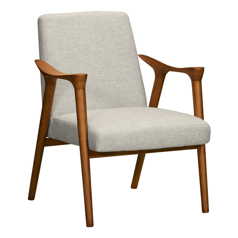 Nathan Mid-Century Accent Chair in Champagne Ash Wood Finish and Beige Fabric - Furniture City (CA)l