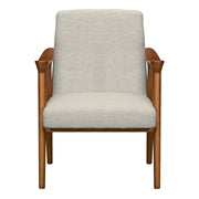 Nathan Mid-Century Accent Chair in Champagne Ash Wood Finish and Beige Fabric - Furniture City (CA)l