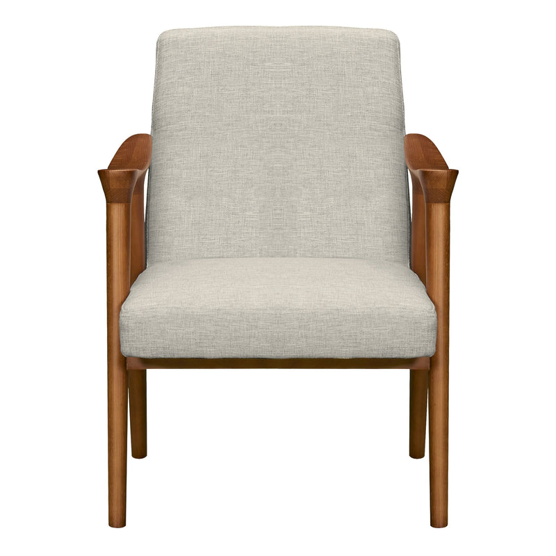 Nathan Mid-Century Accent Chair in Champagne Ash Wood Finish and Beige Fabric - Furniture City (CA)l