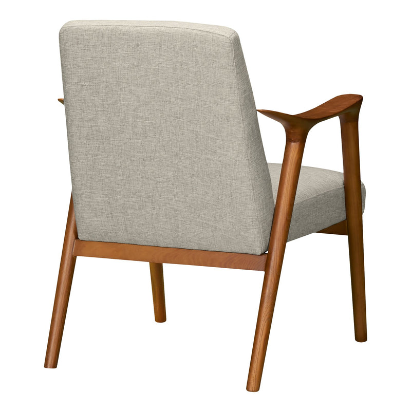 Nathan Mid-Century Accent Chair in Champagne Ash Wood Finish and Beige Fabric - Furniture City (CA)l