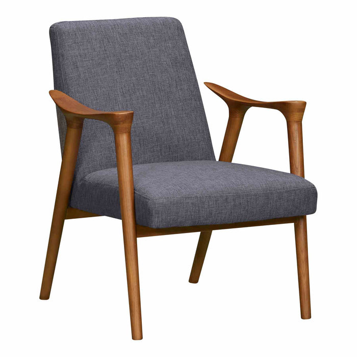 Nathan Mid-Century Accent Chair in Champagne Ash Wood Finish and Dark Gray Fabric