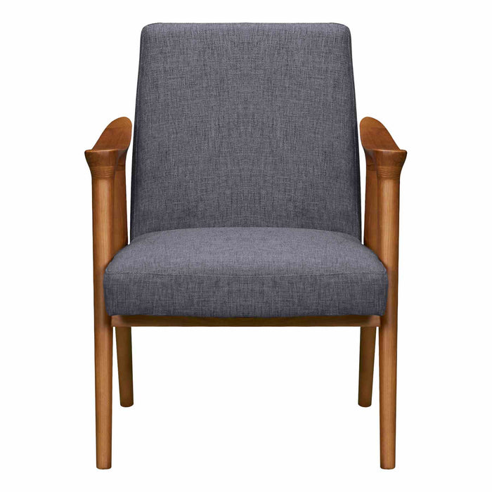 Nathan Mid-Century Accent Chair in Champagne Ash Wood Finish and Dark Gray Fabric