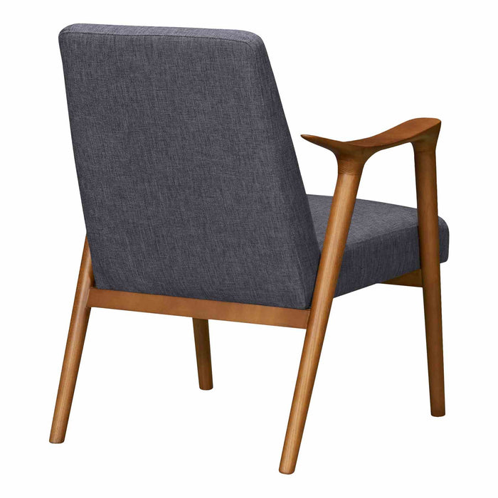 Nathan Mid-Century Accent Chair in Champagne Ash Wood Finish and Dark Gray Fabric