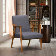 Nathan Mid-Century Accent Chair in Champagne Ash Wood Finish and Dark Gray Fabric - Furniture City (CA)l