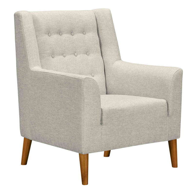 Nubia Mid-Century Accent Chair in Champagne Wood Finish and Beige Fabric - Furniture City (CA)l