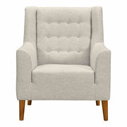 Nubia Mid-Century Accent Chair in Champagne Wood Finish and Beige Fabric - Furniture City (CA)l