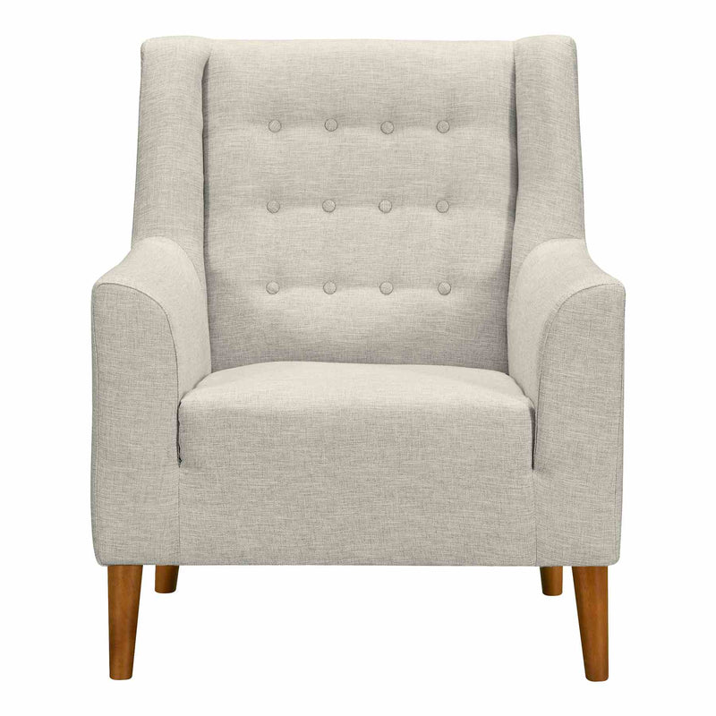 Nubia Mid-Century Accent Chair in Champagne Wood Finish and Beige Fabric - Furniture City (CA)l