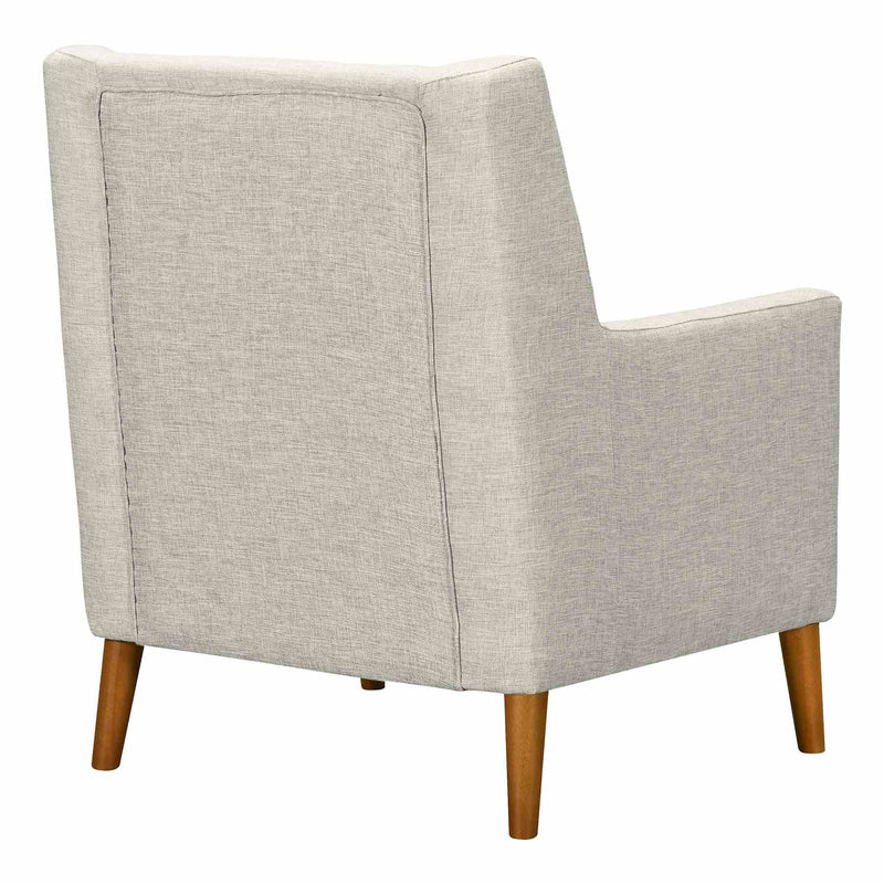 Nubia Mid-Century Accent Chair in Champagne Wood Finish and Beige Fabric - Furniture City (CA)l