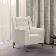 Nubia Mid-Century Accent Chair in Champagne Wood Finish and Beige Fabric - Furniture City (CA)l