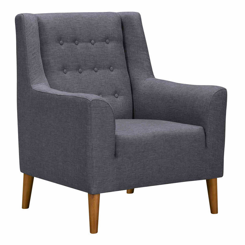 Nubia Mid-Century Accent Chair in Champagne Wood Finish and Dark Gray Fabric - Furniture City (CA)l
