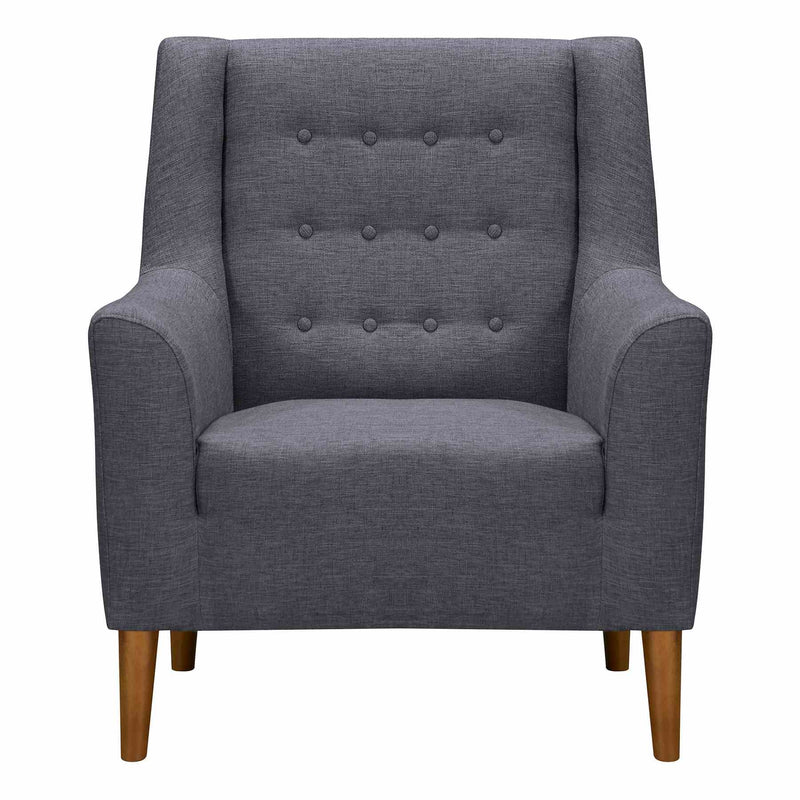 Nubia Mid-Century Accent Chair in Champagne Wood Finish and Dark Gray Fabric - Furniture City (CA)l