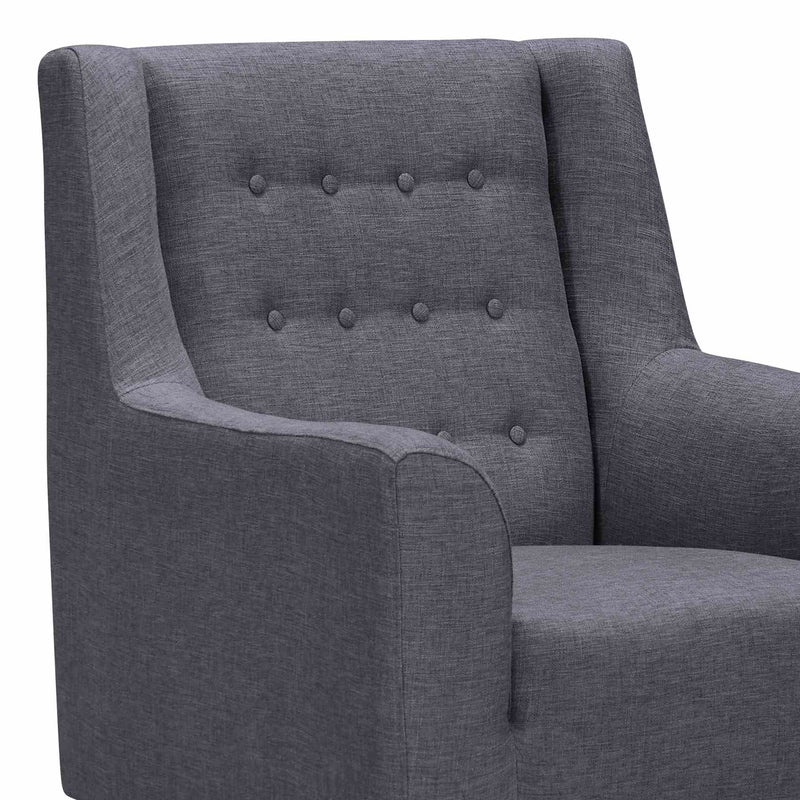 Nubia Mid-Century Accent Chair in Champagne Wood Finish and Dark Gray Fabric - Furniture City (CA)l