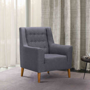 Nubia Mid-Century Accent Chair in Champagne Wood Finish and Dark Gray Fabric - Furniture City (CA)l