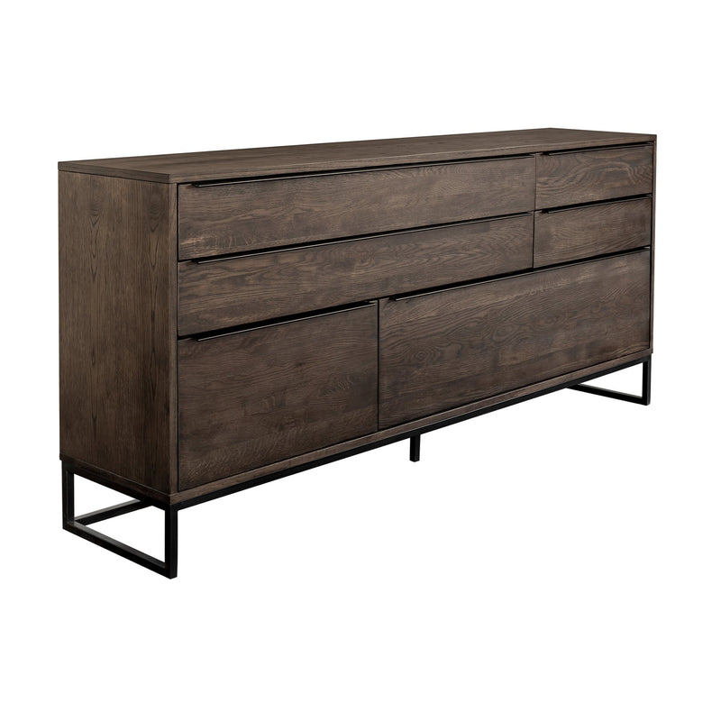 Nevada Rustic Oak Wood Sideboard In Dark Brown - Furniture City (CA)l