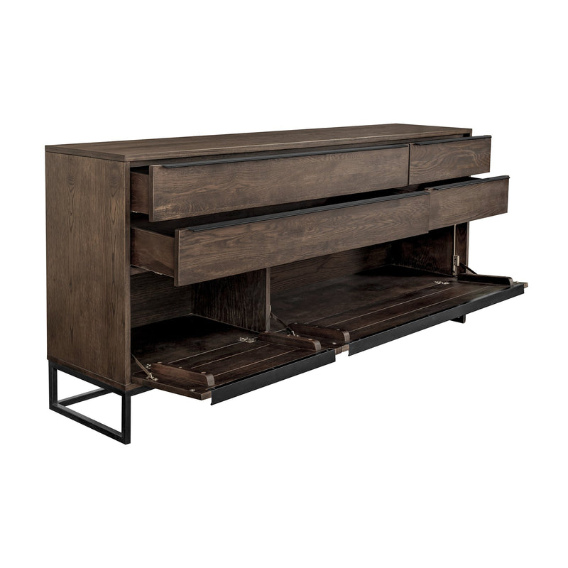 Nevada Rustic Oak Wood Sideboard In Dark Brown - Furniture City (CA)l