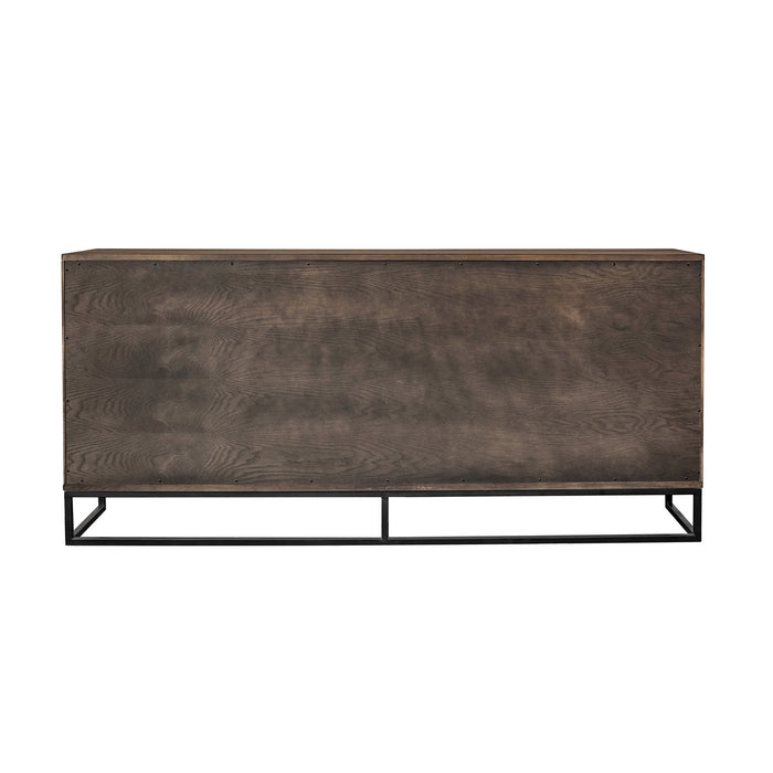 Nevada Rustic Oak Wood Sideboard In Dark Brown