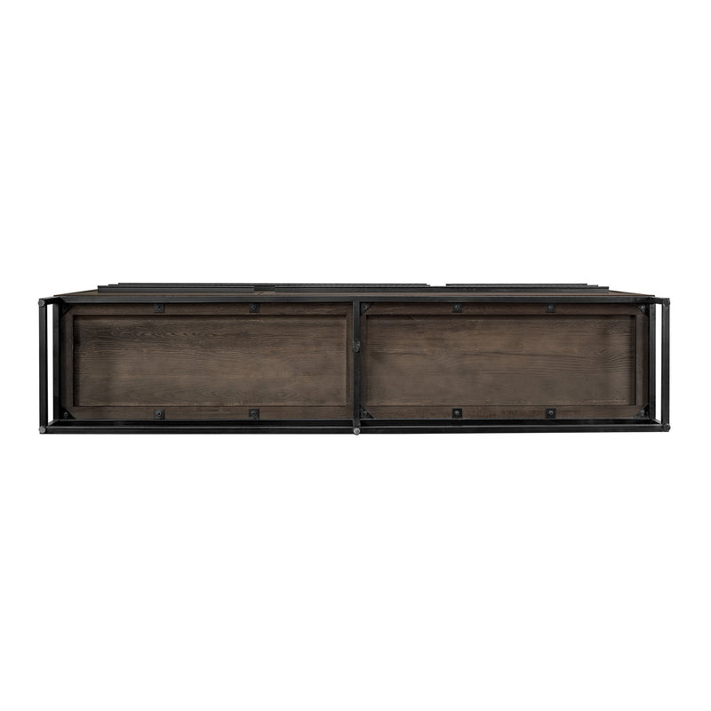 Nevada Rustic Oak Wood Sideboard In Dark Brown - Furniture City (CA)l