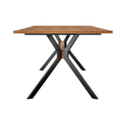 Nevada Rustic Oak Wood Trestle Base Dining Table in Balsamico - Furniture City (CA)l