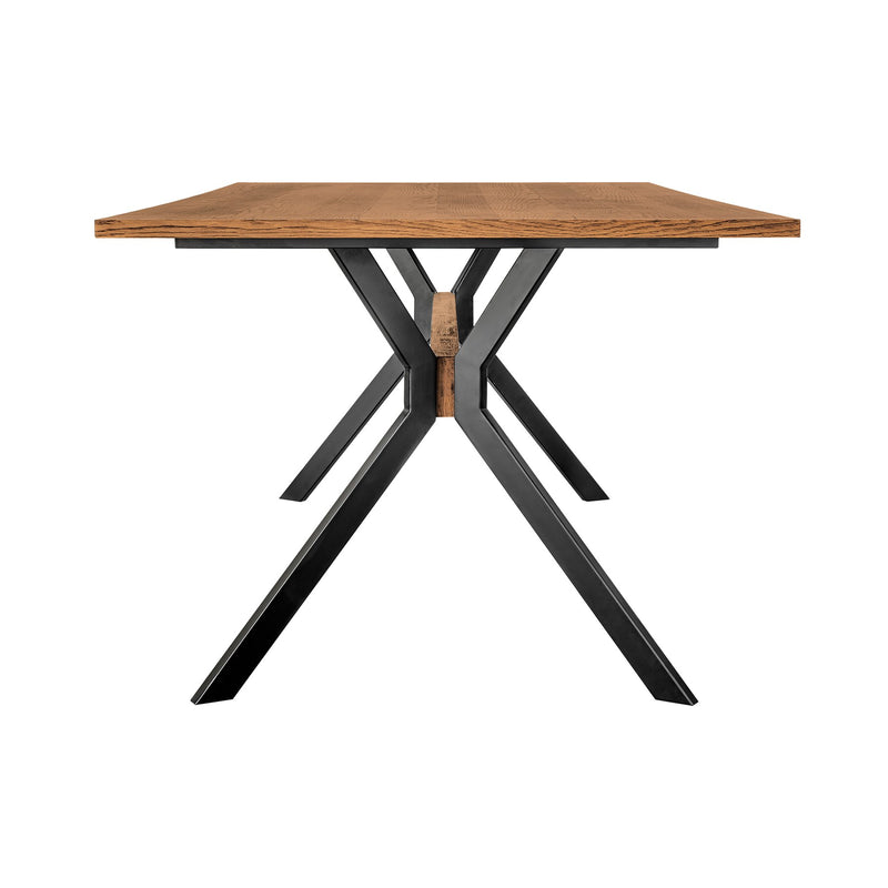 Nevada Rustic Oak Wood Trestle Base Dining Table in Balsamico - Furniture City (CA)l