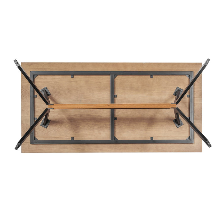 Nevada Rustic Oak Wood Trestle Base Dining Table in Balsamico