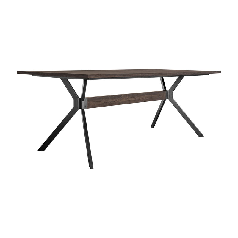 Nevada Rustic Oak Wood Trestle Base Dining Table In Dark Brown - Furniture City (CA)l