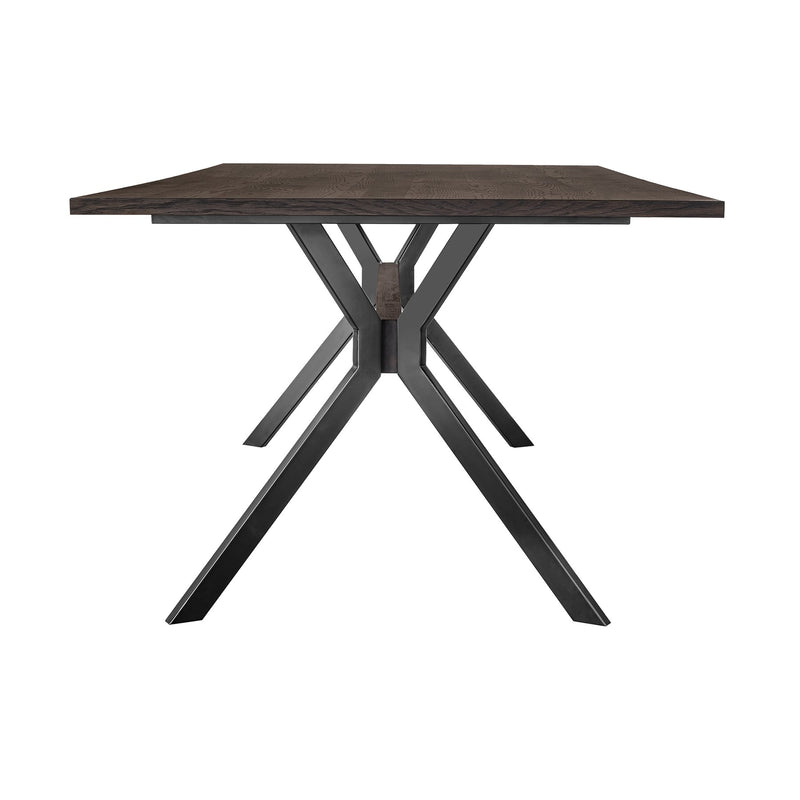 Nevada Rustic Oak Wood Trestle Base Dining Table In Dark Brown - Furniture City (CA)l