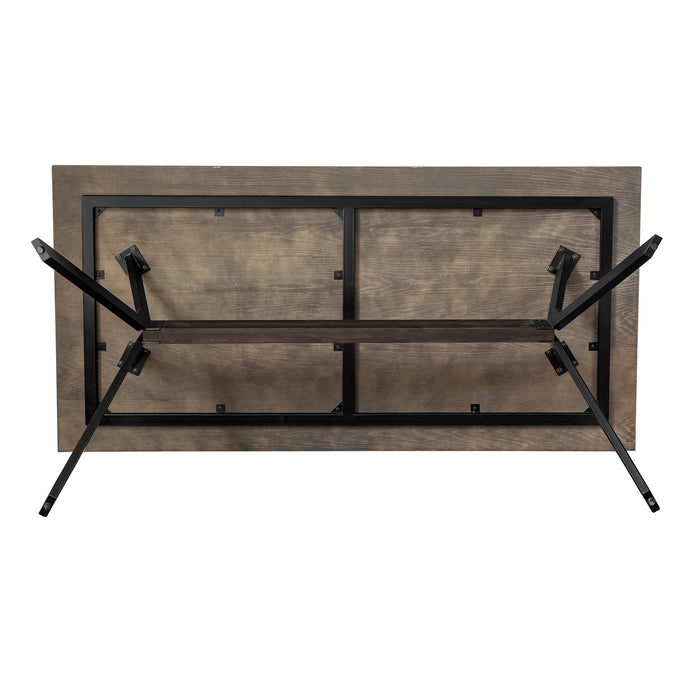 Nevada Rustic Oak Wood Trestle Base Dining Table In Dark Brown