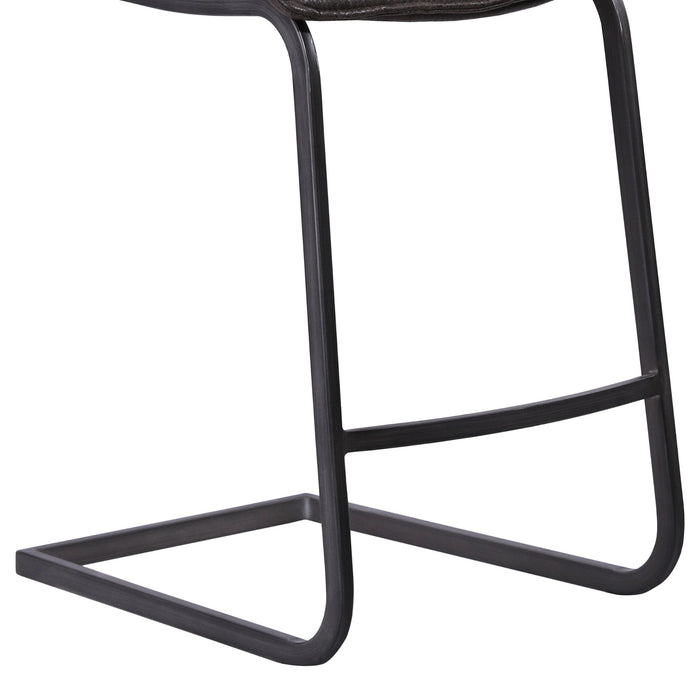 Newark Contemporary 26" Counter Height Barstool in Gray Powder Coated Finish and Espresso Fabric