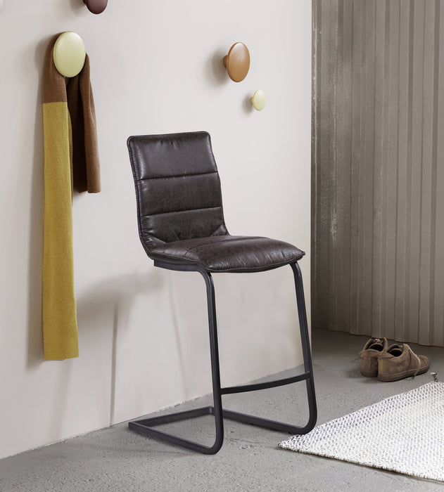 Newark Contemporary 26" Counter Height Barstool in Gray Powder Coated Finish and Espresso Fabric