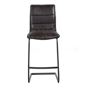 Newark Contemporary 30" Bar Height Barstool in Gray Powder Coated Finish and Espresso Fabric - Furniture City (CA)l