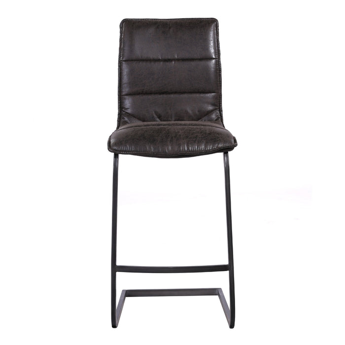 Newark Contemporary 30" Bar Height Barstool in Gray Powder Coated Finish and Espresso Fabric