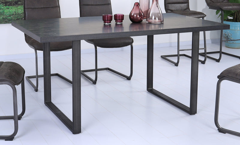 Newark Contemporary Dining Table in Gray Powder Coated Finish and Rusted Black - Furniture City (CA)l