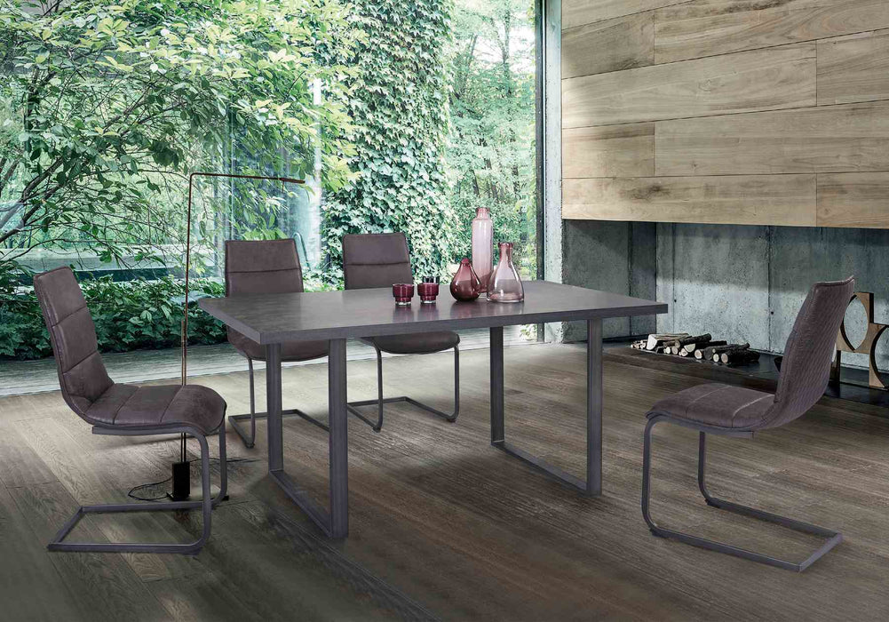 Newark Contemporary Dining Table in Gray Powder Coated Finish and Rusted Black