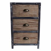 Nyx Industrial 3-Drawer End Table in Industrial Gray and Pine Wood - Furniture City (CA)l
