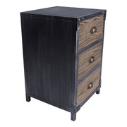 Nyx Industrial 3-Drawer End Table in Industrial Gray and Pine Wood - Furniture City (CA)l